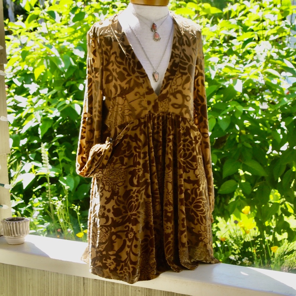 Free People, Green, Velour Dress